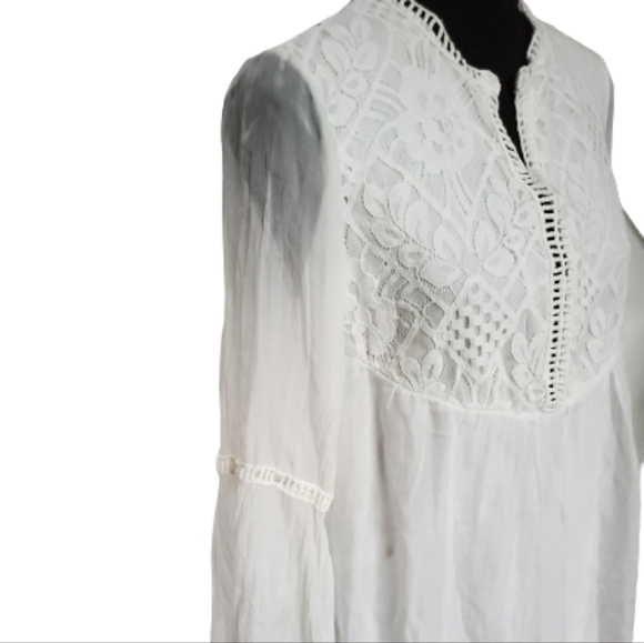 NWL SILK AND LACE  BOHO IVORY  BLAUSE ( SIZE S ) - Picture 4 of 10